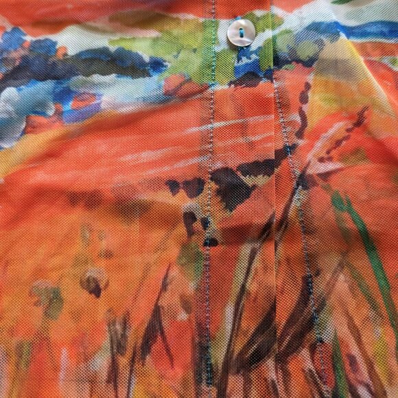 MALOKA Portugal sheer tunic blouse Sz 2 Mother PEARL buttons ART TO WEAR EUROPE - Picture 5 of 14